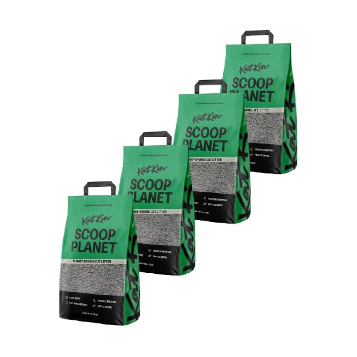 KatKin Scoop Planet Litter (1x4.5kg/12.8L bag): Plant-Based, 100% Biodegradable, Non-Tracking, Clumping Cat Litter Made With Non-Toxic, Eco-Friendly Pea fibre & Millet