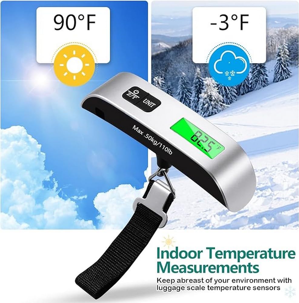 Blendura Digital Luggage Scale with Hook, 50 kg / 110 lb, White