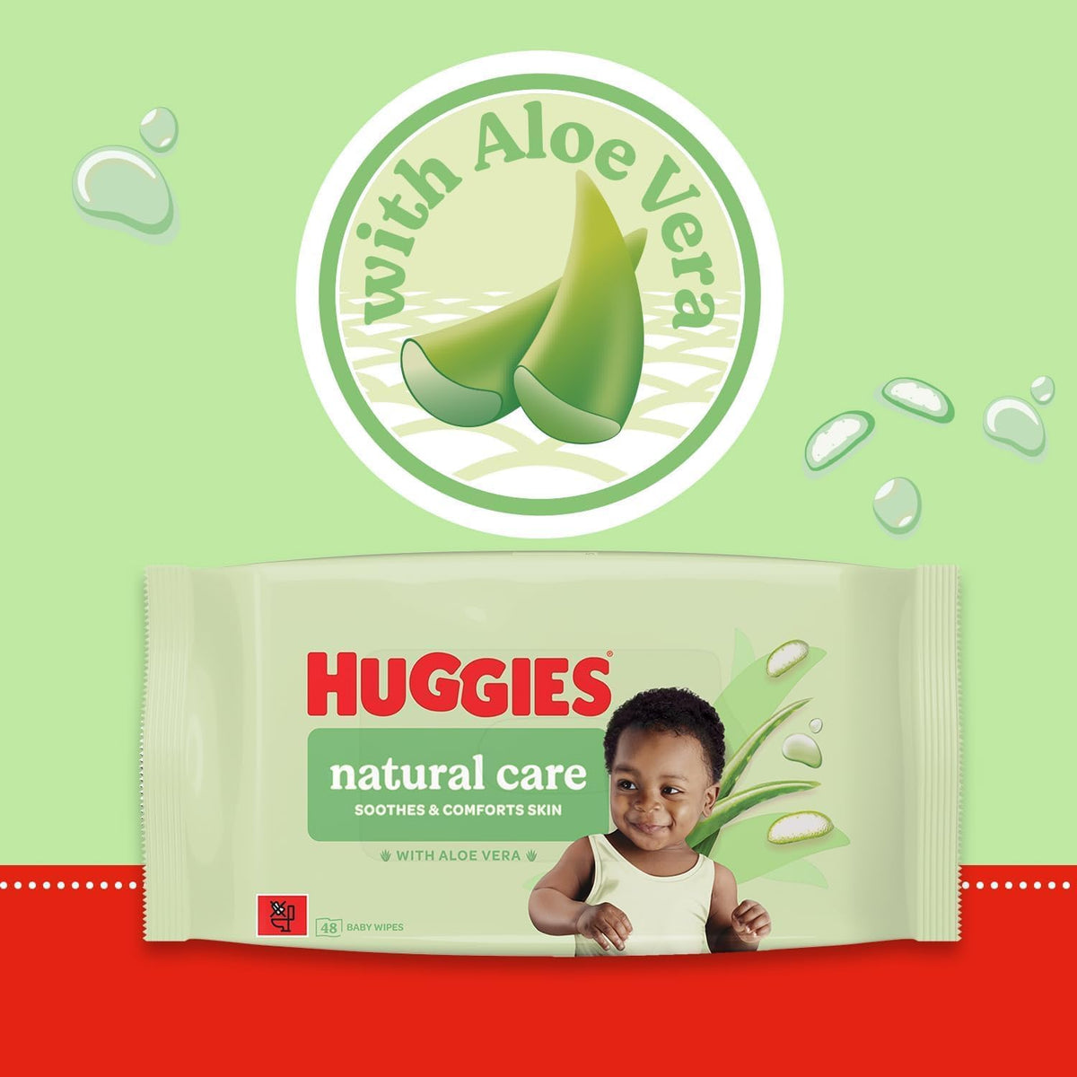 Huggies Natural Care Baby Wipes - Pack of 10 (480 Wipes) – Plastic Free Wet Wipes with Aloe Vera & Vitamin E, Hypoallergenic, Comfort and Soothe Baby's Delicate Skin