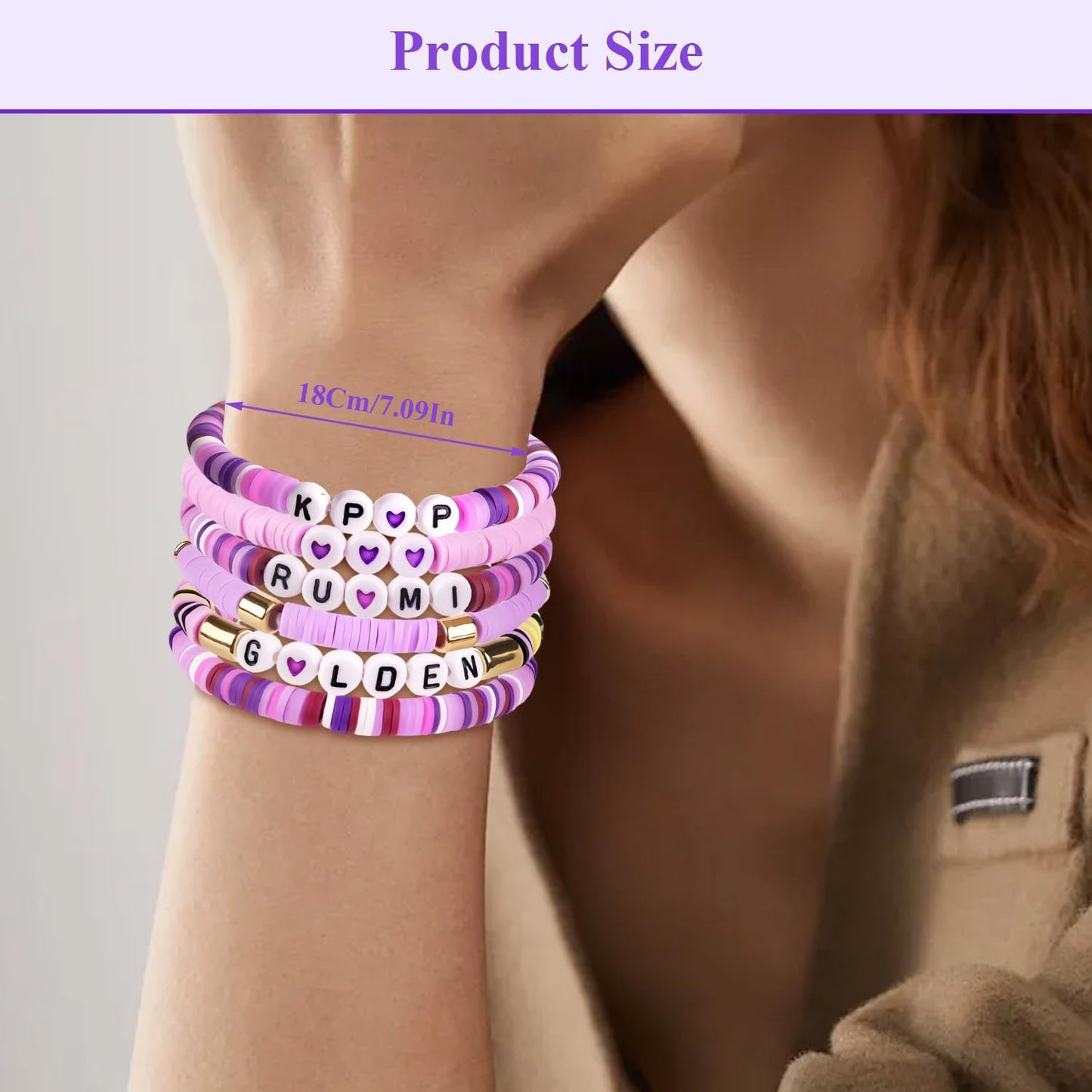6 PCS Kpop Bracelet for Dressing up, Demon Hunter Bracelet with Beads with Letters, K Pop Kids Bracelets for Girls, Kids, Daughters, Teenagers, Fans, Enthusiasts, Friends.