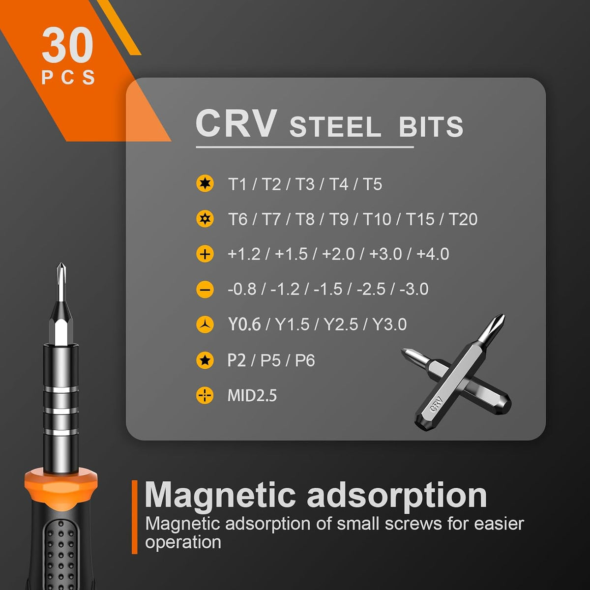 JOREST Precision Screwdriver Set, Small Screwdriver with Torx T5 T6 T8 T9, Triwing Y00, Star P5, Mini Repair Tool Kit for Laptop, Switch, PS5,Xbox, MacBook, iPhone, Ring Doorbell, Watch, Glasses