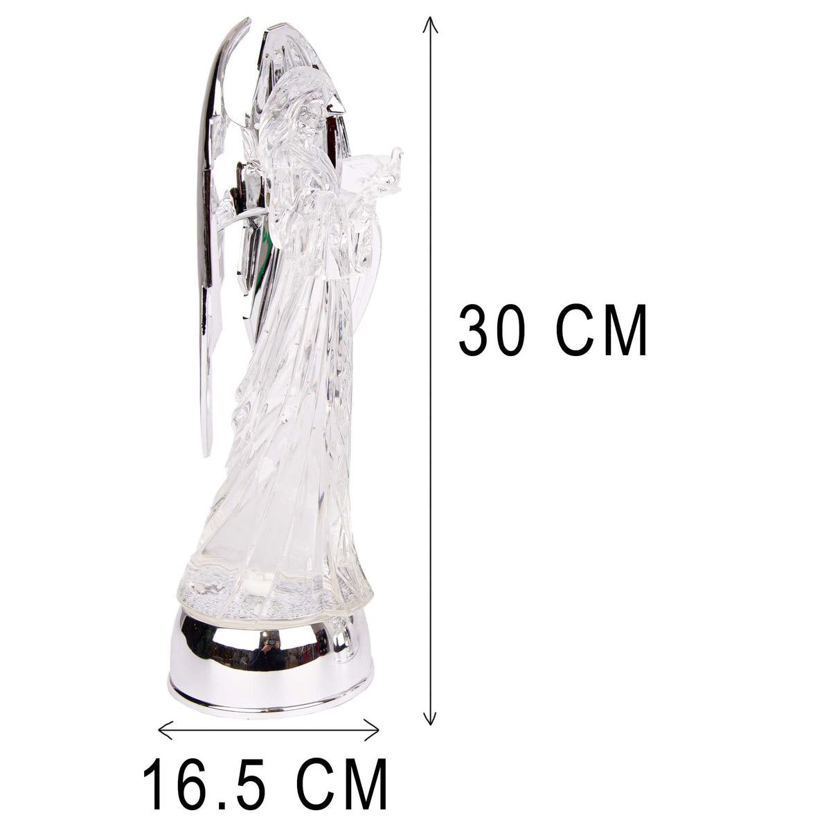 33cm LED Light Up Angel Figure – Batter Operated Swirling Glitter Water Spinner Snowglobe - Acrylic Tabletop Ornament Christmas Home Decorations