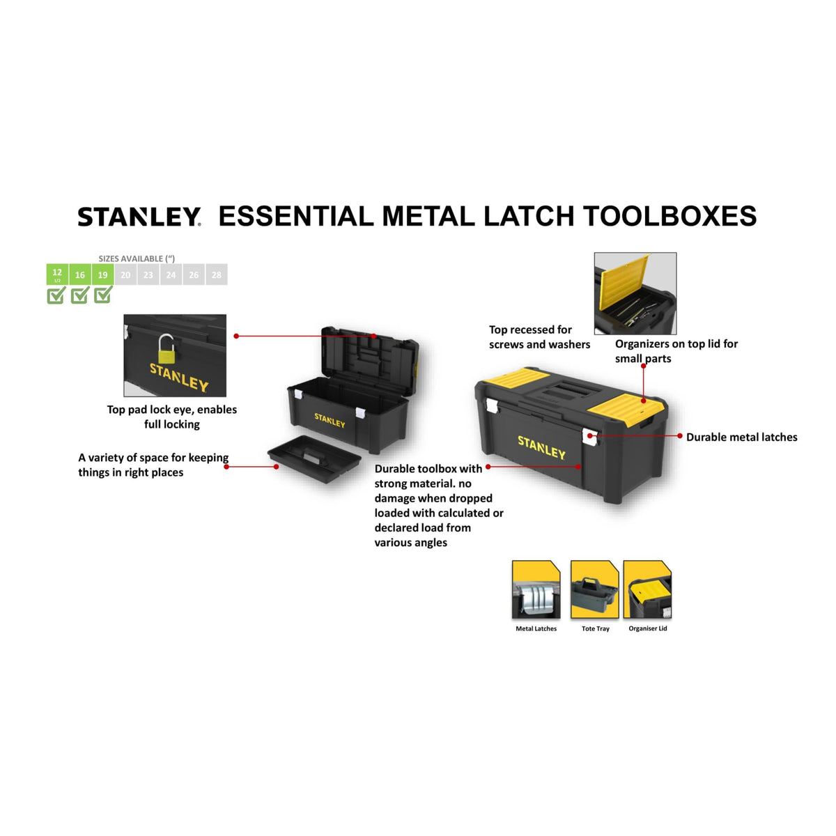 STANLEY 16in Essential Lightweight Tool Box, STST1-75518