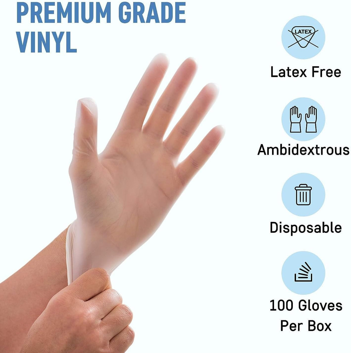 Clear Vinyl Gloves Small – Disposable Powder-Free & Latex-Free Gloves (Box of 100) – Food Prep, Cleaning & Hygiene