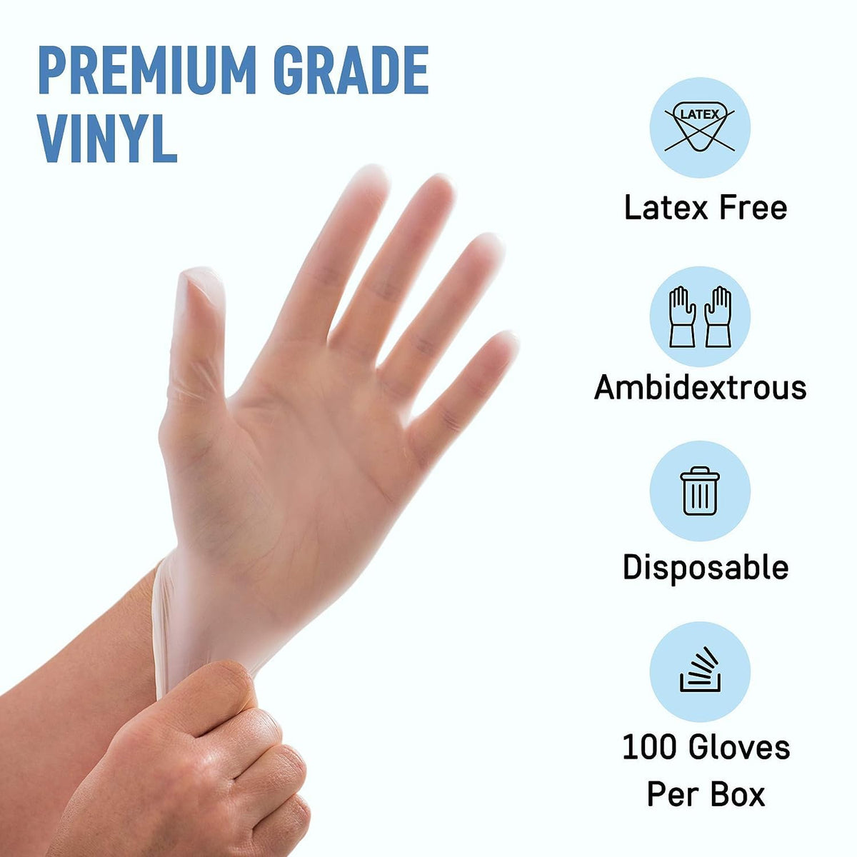 Clear Vinyl Gloves Small – Disposable Powder-Free & Latex-Free Gloves (Box of 100) – Food Prep, Cleaning & Hygiene