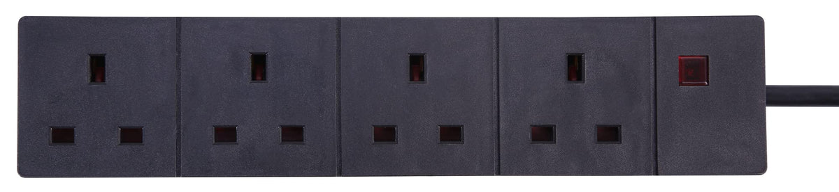 Pro Elec 3 m 4 Socket Neon On Light Extension Lead - White