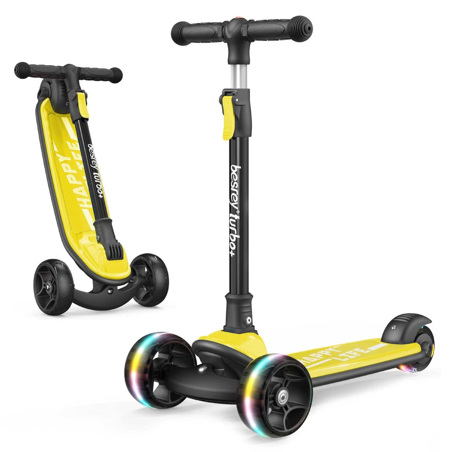 besrey 3-Wheel Toddler Scooter with Lean-to-Steer — Foldable, Anti-Slip Deck | Max 50 kg