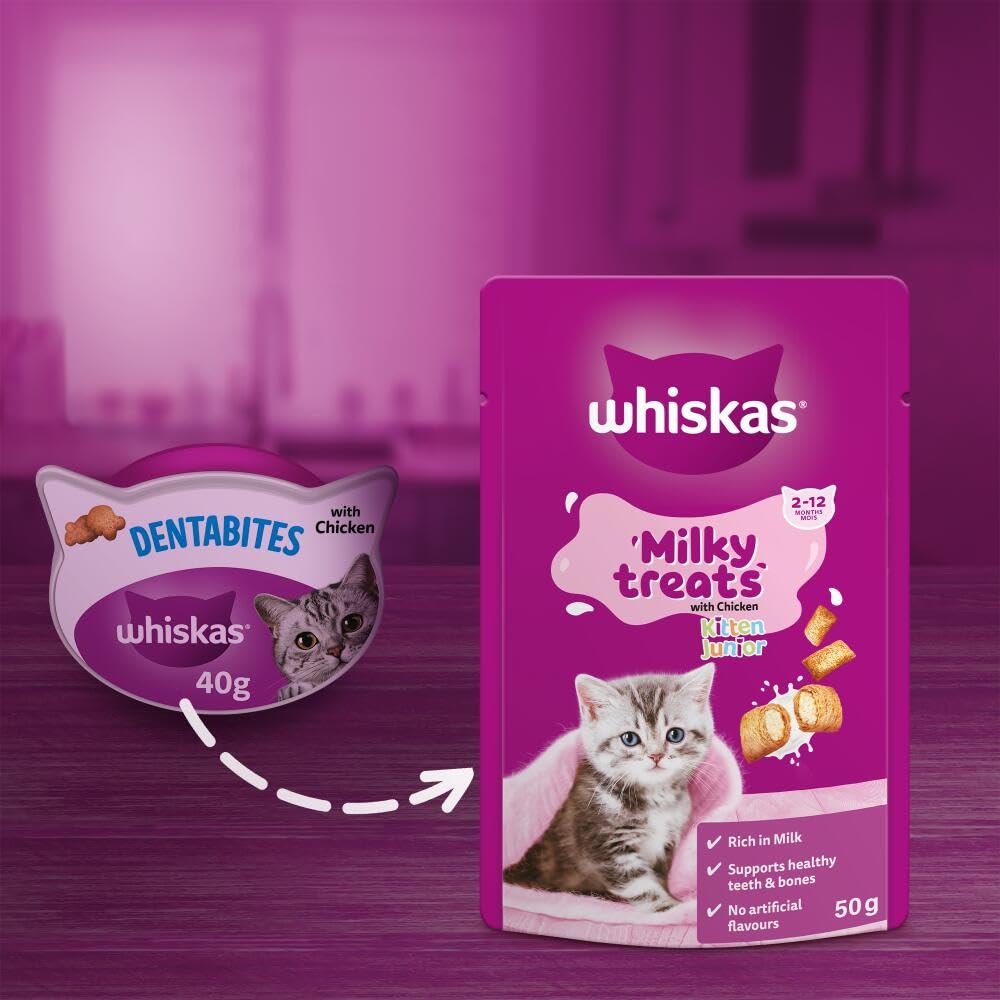 WHISKAS Crunch 100g (Pack of 6) - Tasty Topping Adult Cat Treat Biscuits