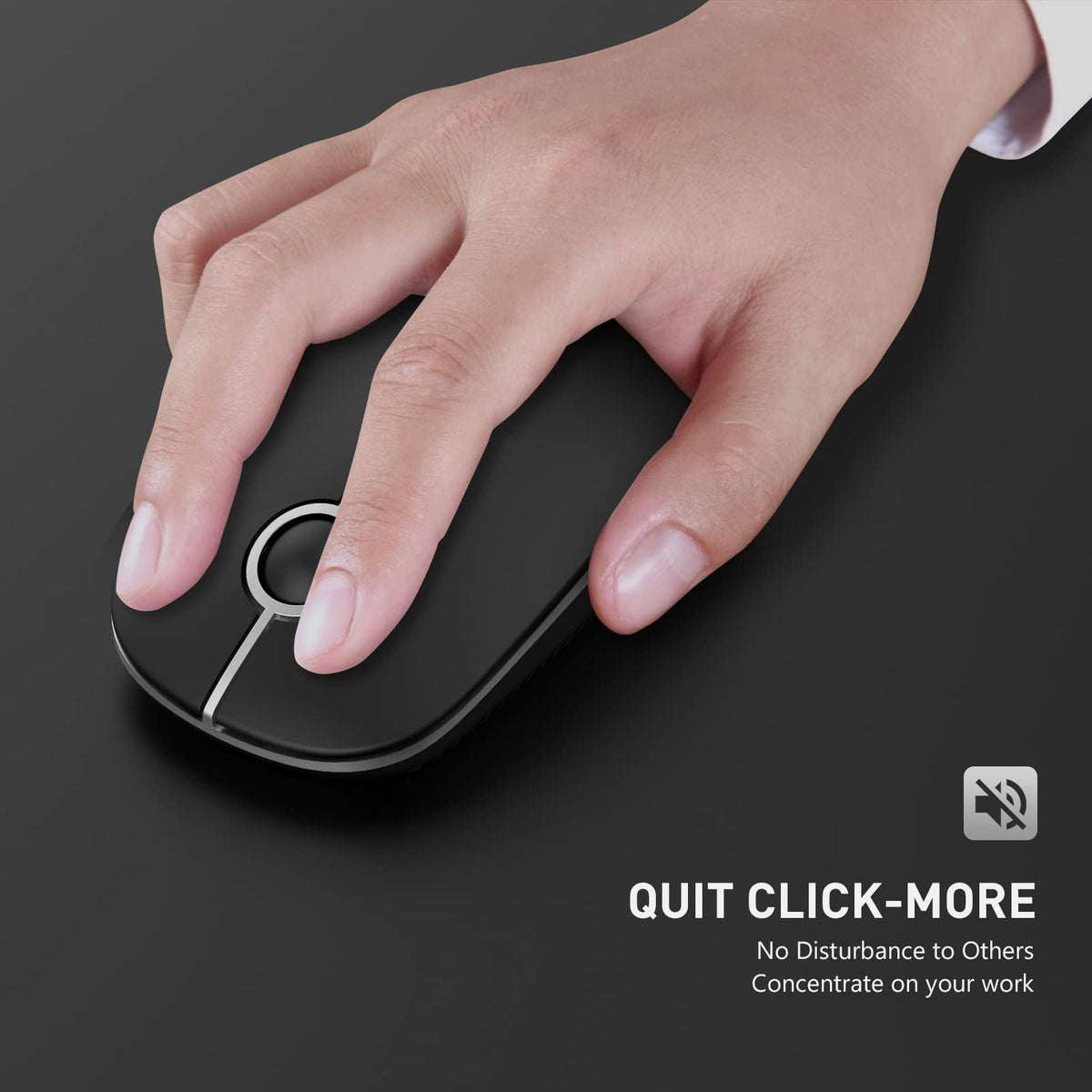 Seenda Wireless Mouse, Silent with 2.4G USB Receiver, Black