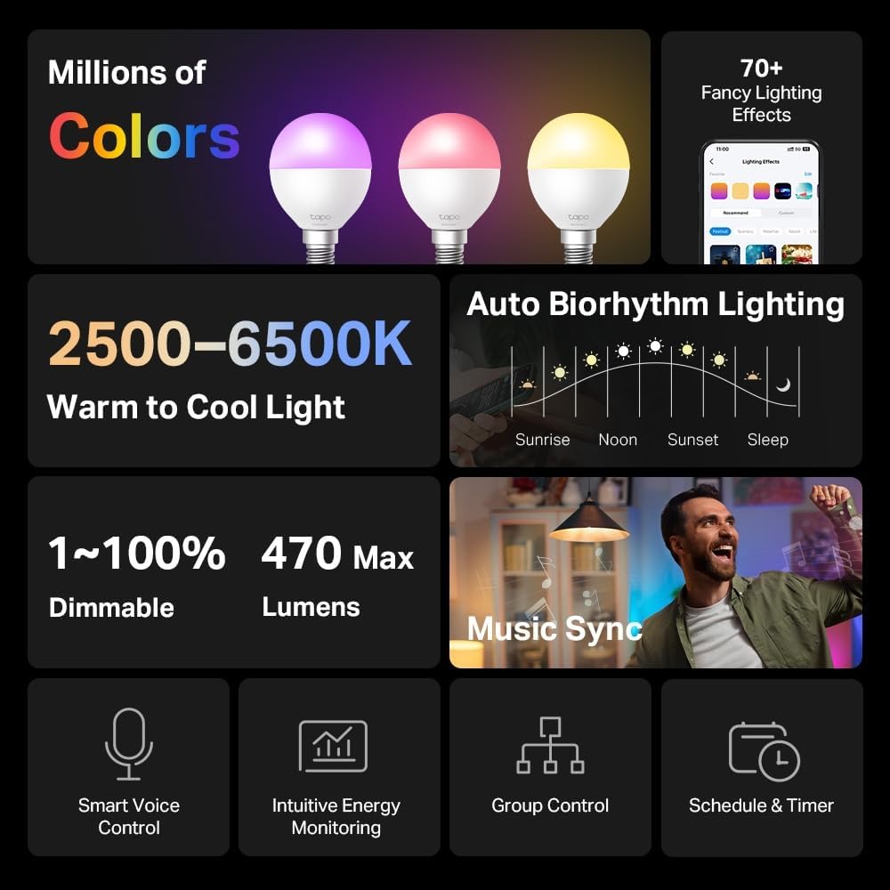 Tapo L430P E14 Smart Bulb P45 Multicolour LED Light Bulb