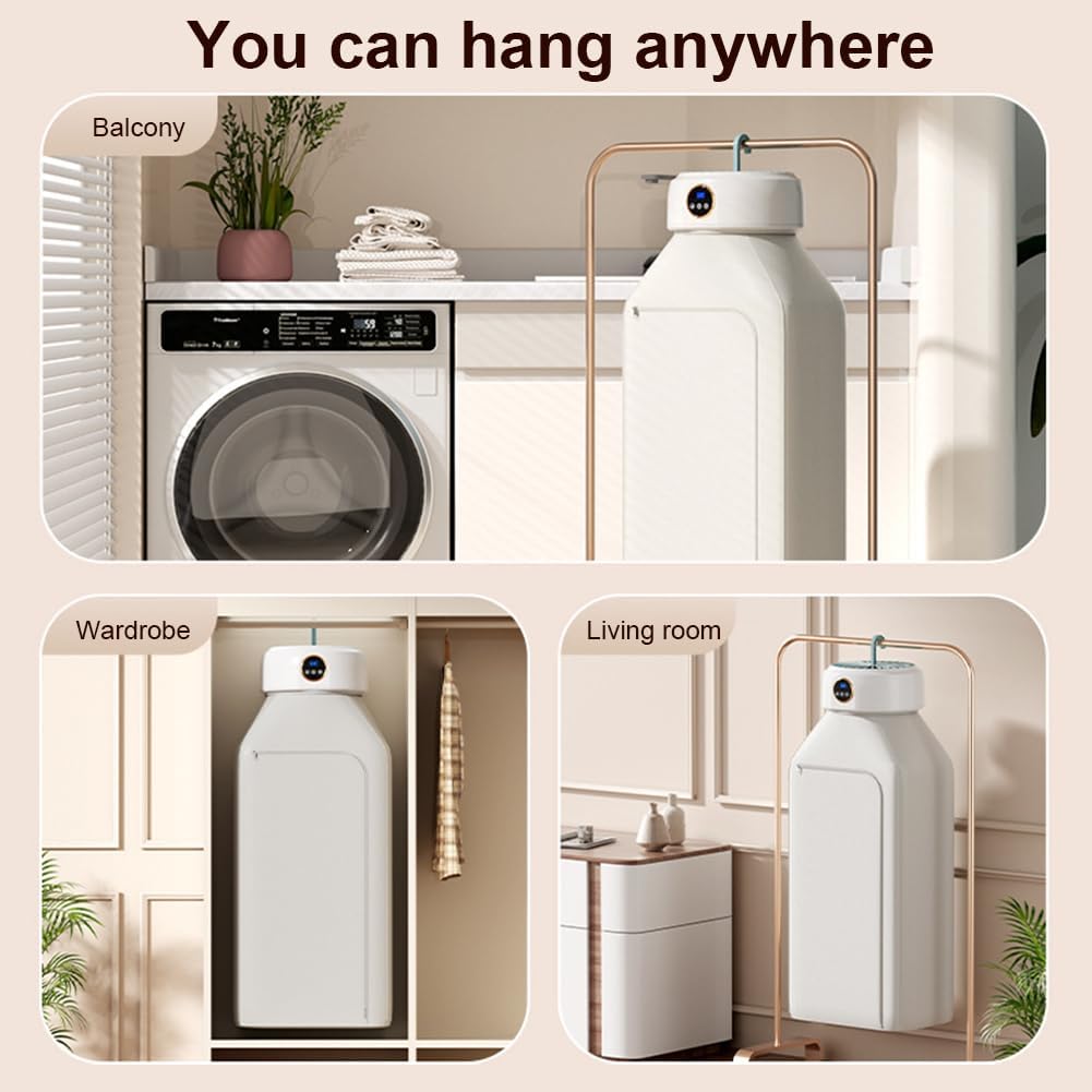 Slim Portable Clothes Dryer, Electric Portable Dryer for Travel and Indoor, Mini Compact Clothes Drying Machine, Portable Dryer Clothes with Heating, Foldable for Travel & Indoor