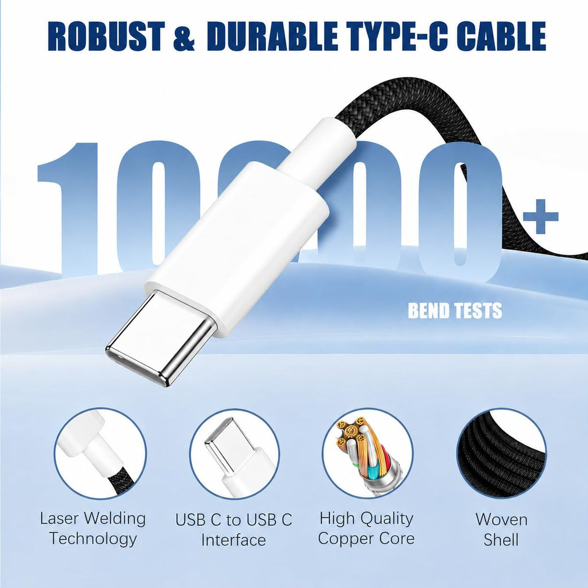 2 Pack 60W USB-C to C Fast Charging Charger Cable For iPhone 18 Pro Max 17e