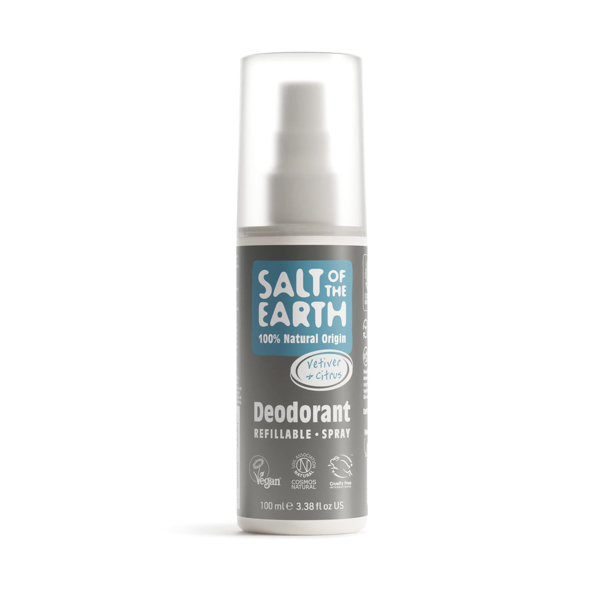 Salt of the Earth – Refillable Natural Deodorant Spray (3 Pack) – 100% Natural Origin Ingredients - Vegan, Long Lasting Protection – Suitable For Women, Men & Kids - 300ml (Unscented)