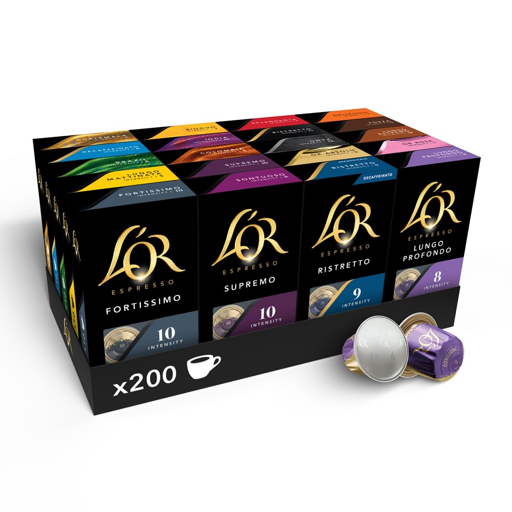 L'OR Espresso Intense Coffee Pods Variety Bundle (Pack of 12, Total 120 Capsules) Nespresso®* Compatible