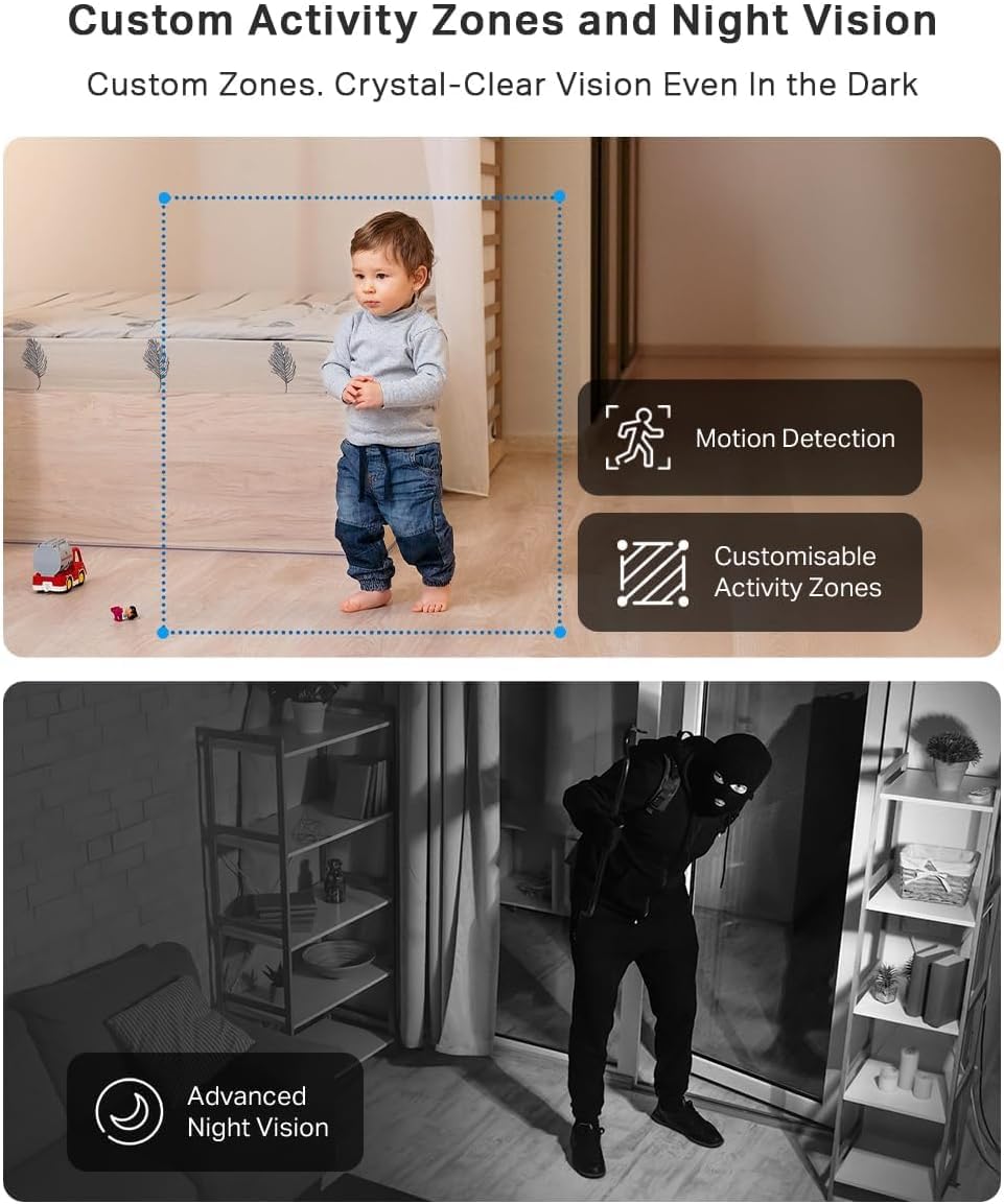 Tapo TP-Link 2K Pan Tilt Security Camera for Baby Monitor, Dog Camera w/Motion Detection, 2-Way Audio Siren, Night Vision, Cloud &SD Card Storage (Up to 256 GB), Works with Alexa & Google Home (C210)
