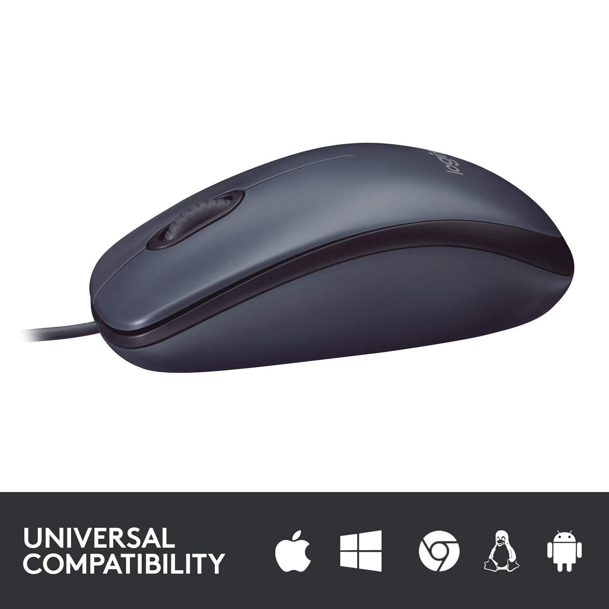 Logitech B100 Wired Mouse, USB Port, 800 DPI Optical Sensor, 3 Buttons, for Left and Right Handers, PC/Mac - Black (Optical Business Mouse | Pack of 5)