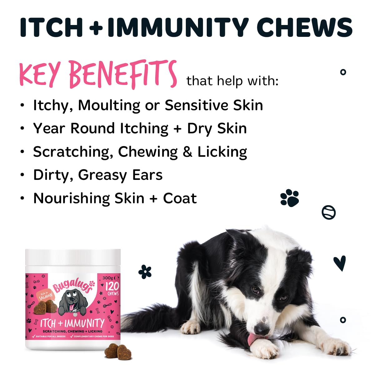 BUGALUGS Itch & Immunity Antiseptic Spray – Helps Soothe Itchy Skin, Paws, Ears - Licking, Scratching - Perfect for Small, Medium & Large Dogs
