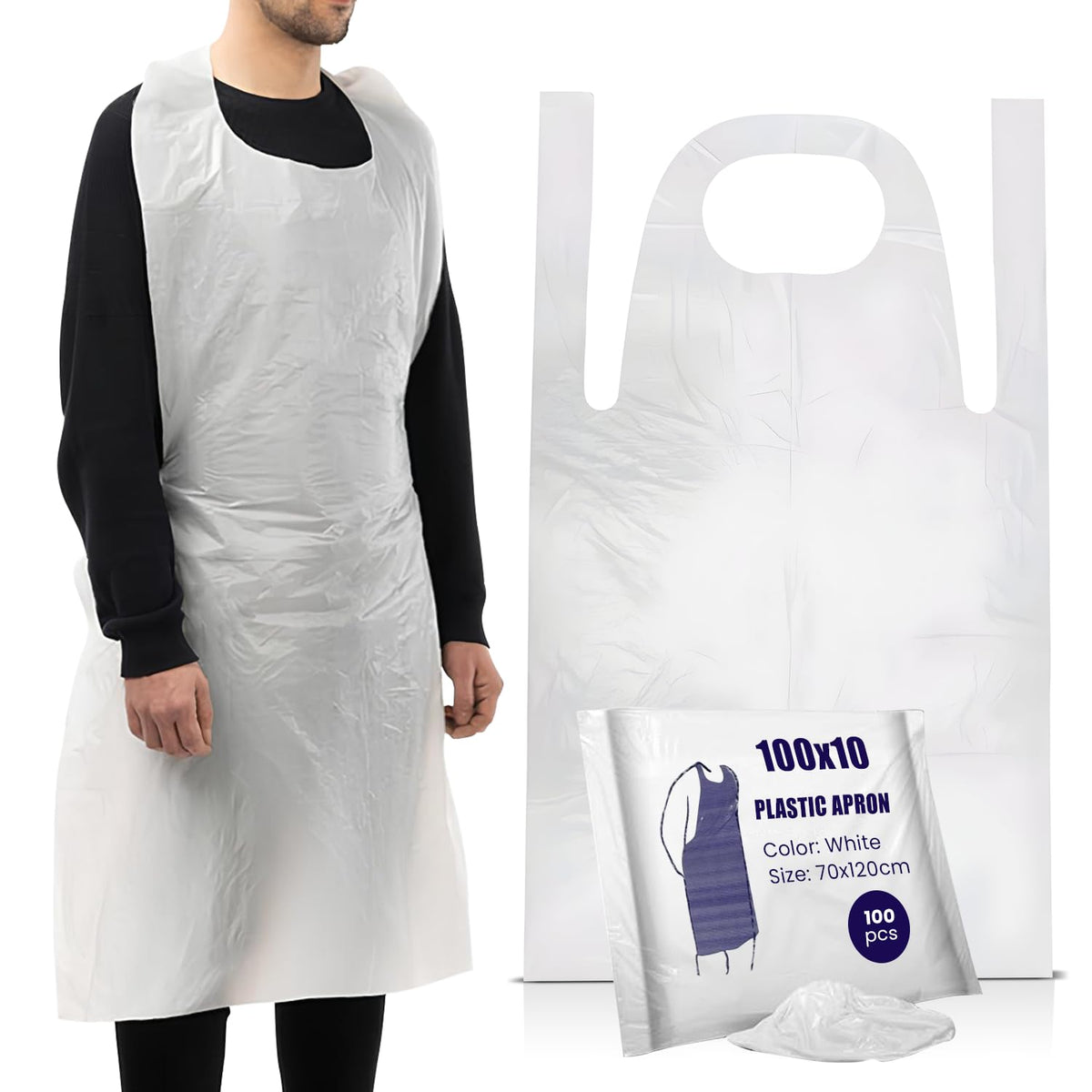 Disposable Aprons Blue Flat Pack of 500 Waterproof Plastic for Catering