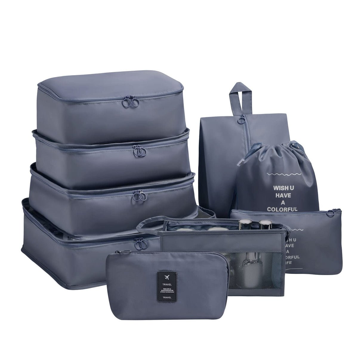 OSDUE Packing Cubes for Suitcase, 8PCS Thickening Travel Organiser Packing Bags Lightweight Travel Accessories Organizers Essentials Clothes Shoes Cosmetics Toiletries Storage Bags