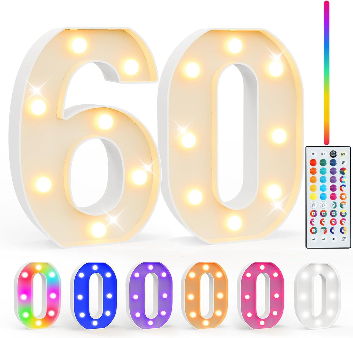 Ledido Pink Glitter Light Up Number 80 for 80th Birthday Decorations