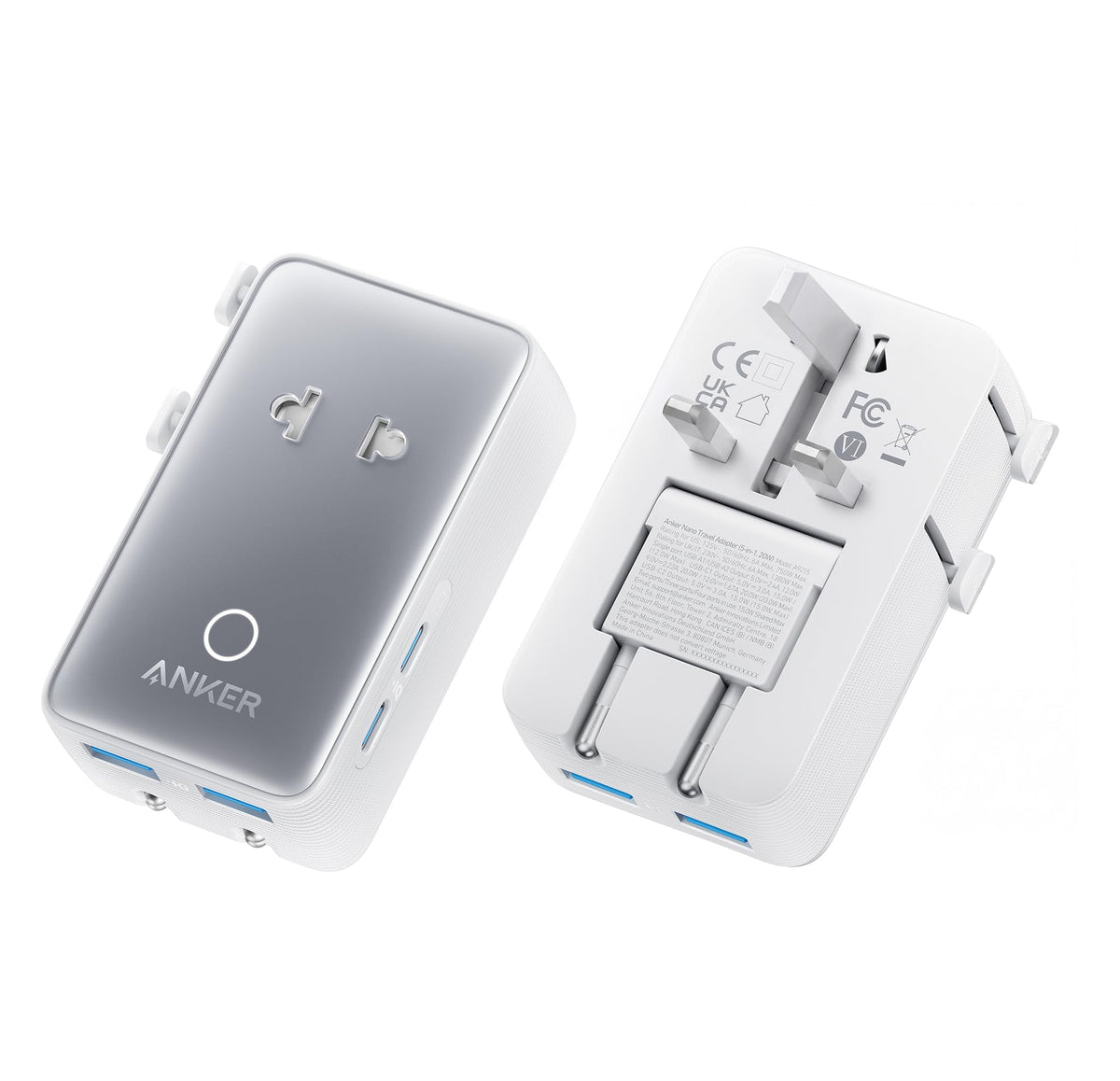 Anker Universal Travel Adapter 5-in-1 for UK/EU/US/AU, 20W USB-C + 4 USB Ports, Compact Power Plug Converter with AC Socket for 200+ Countries | Ideal for UK Travel & EU Expats (Black)