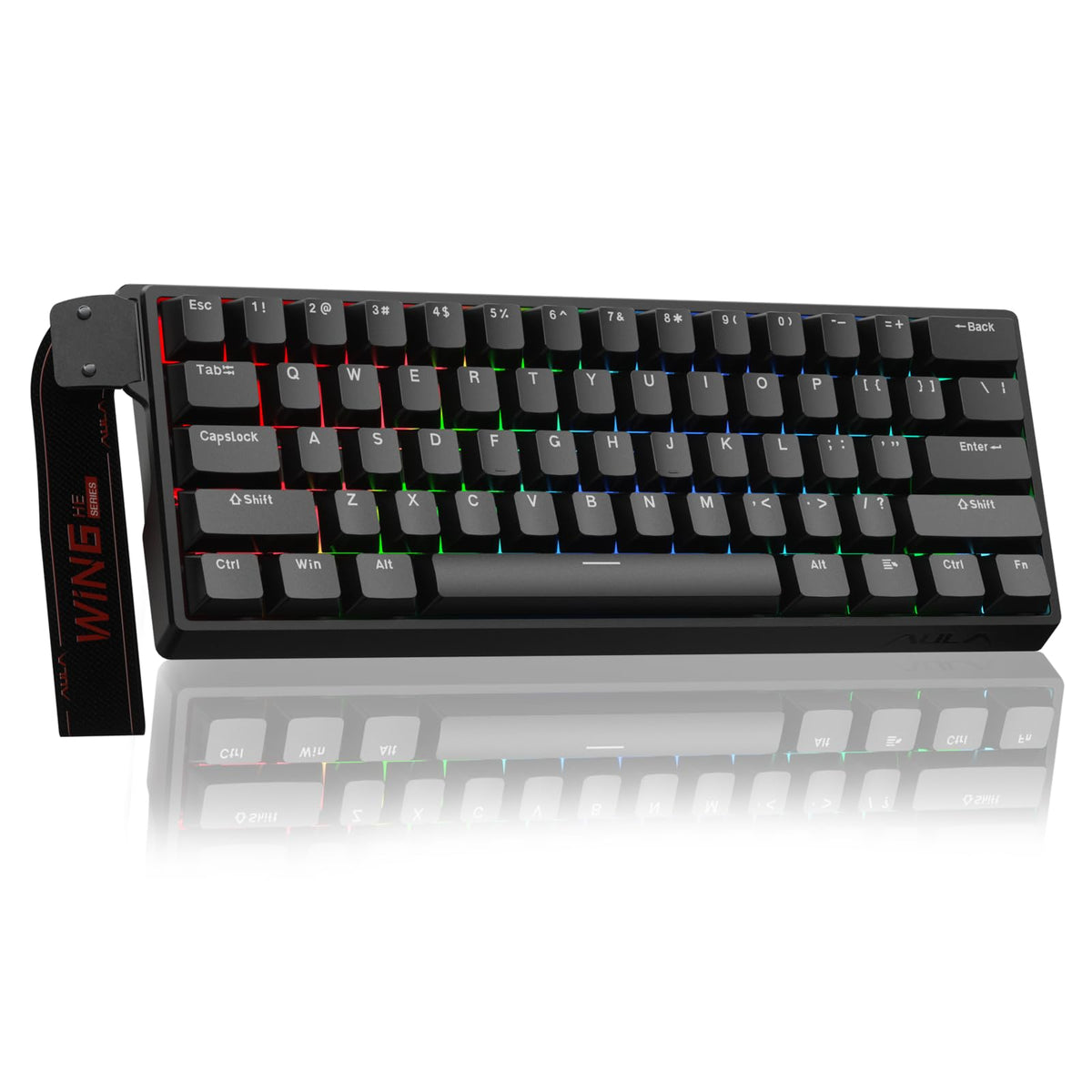AULA WIN60 HE Mechanical Gaming Keyboard Wired,Hall Effect Magnetic Switches,Adjustable Actuation Rapid Trigger,8K Polling Rate,RGB Backlight,60% Percent Keyboard for Mac/Win (BLACK) (Pack of 2)