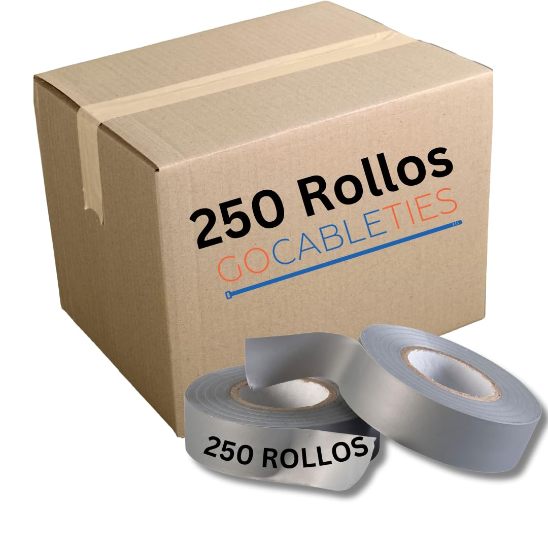 Gocableties Grey Electrical Tape, 19mm x 20m, Strong Self-Adhesive PVC Insulation Tape for Insulating, Repairing and Protecting Electrical Wires, 2 Rolls