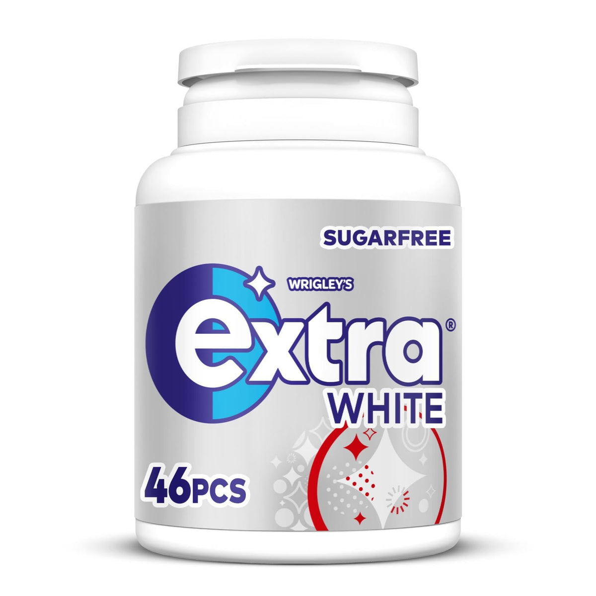 Wrigley's Extra White Bubblemint Sugar Free Chewing Gum Bottle 46 Pieces