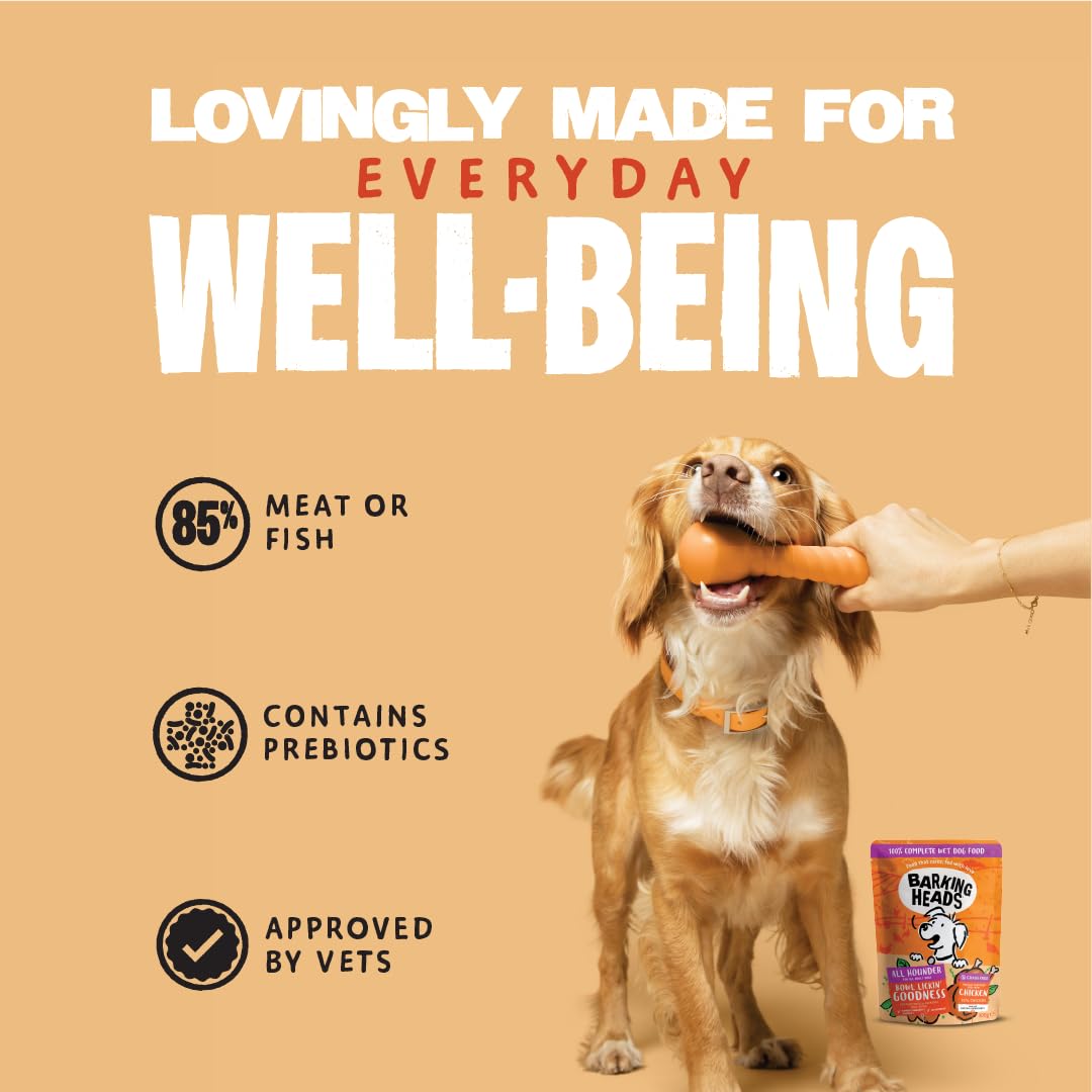 Barking Heads Adult Dog Food Wet Pouches Variety Pack Natural & Grain-Free with No Artificial Flavours Plus Added Vitamins & Minerals 6 x 300g