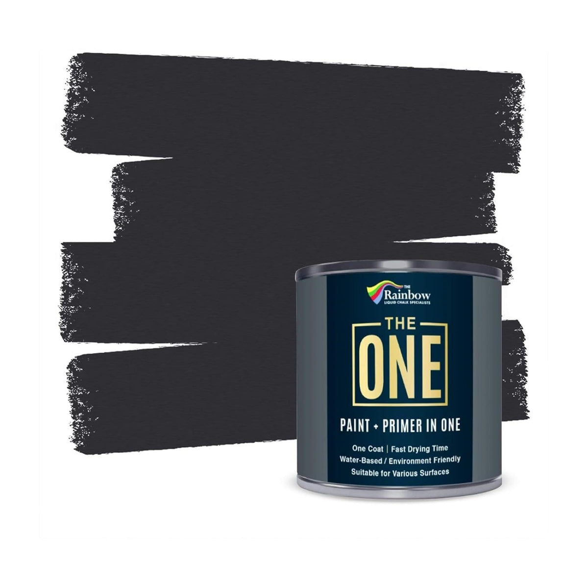 THE ONE All-In-One Paint & Primer - Black Matt, 250 ml | Multi-Surface 1 Coat Formula | Easy Indoor & Outdoor Decorating for Home & Garden Walls, Floors & Furniture | Durable, Water-Based & Low VOC