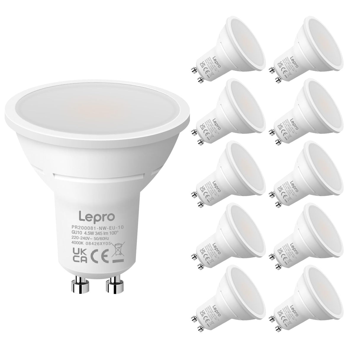 Lepro GU10 LED Bulbs, Warm White 2700K, 4.5W, 50W Equivalent, Pack of 5