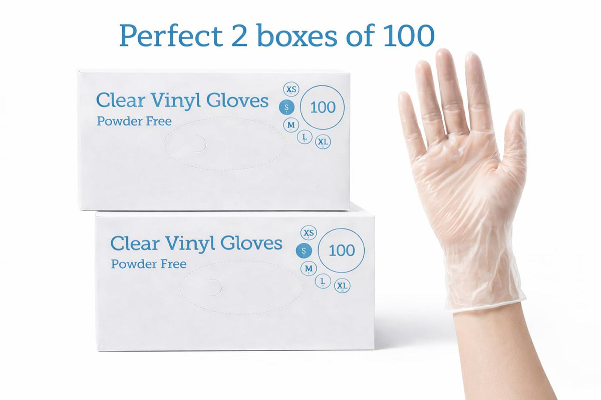 1ABOVE 100 Clear Vinyl Gloves Medium Latex-Free Powder-Free