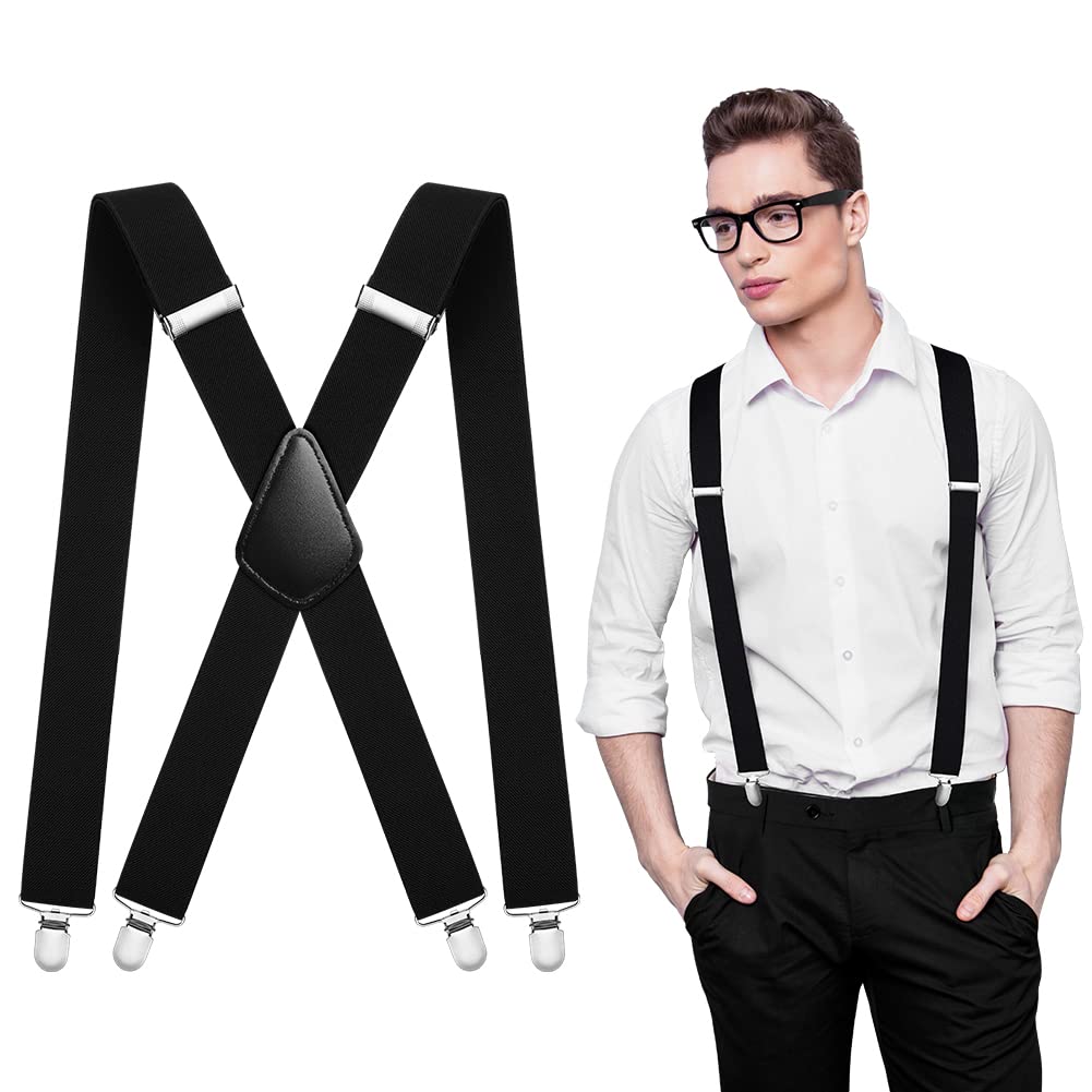 Aomig Mens Braces, Mens Suspenders with Strong Metal Clips, 3.5cm Wide Heavy Duty Suspenders for Men Women Business Wedding Casual
