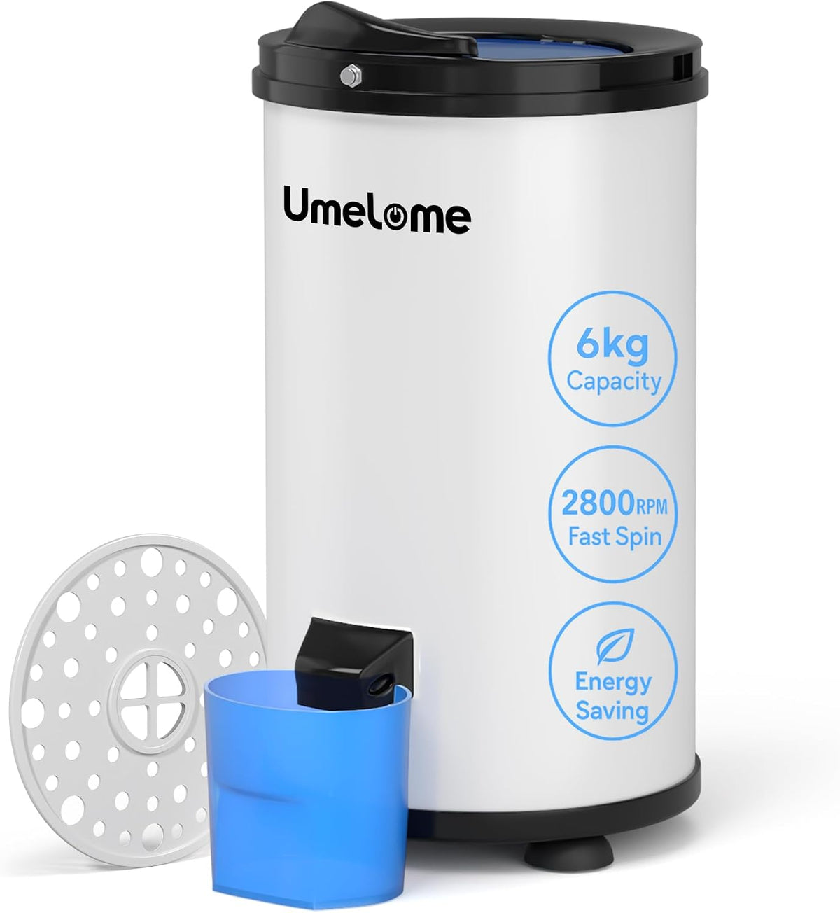 Spin Dryer 6kg Umelome, 2800 RPM Energy Saving Clothes Spinner, White
