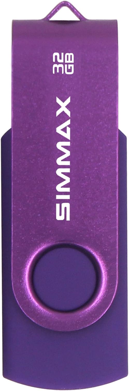 SIMMAX 32GB Memory Stick USB 2.0 Flash Drives Swivel Thumb Drive Pen Drive (32GB Purple)