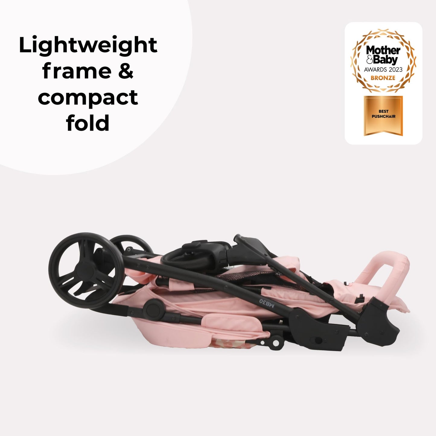 My Babiie MB30 Pushchair – from Birth to 4 Years (22kg), Easy Compact Fold, Large Shopping Basket, Adjustable Handle, Stroller Includes Cup Holder, Rain Cover – Black & Grey