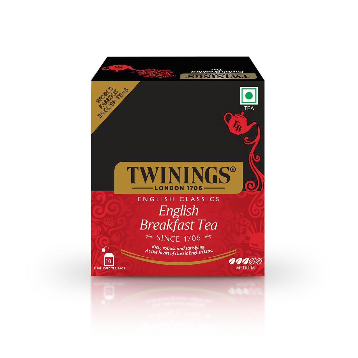 Twinings English Breakfast Tea, 4 x 80 Biodegradable Plant-Based Tea Bags