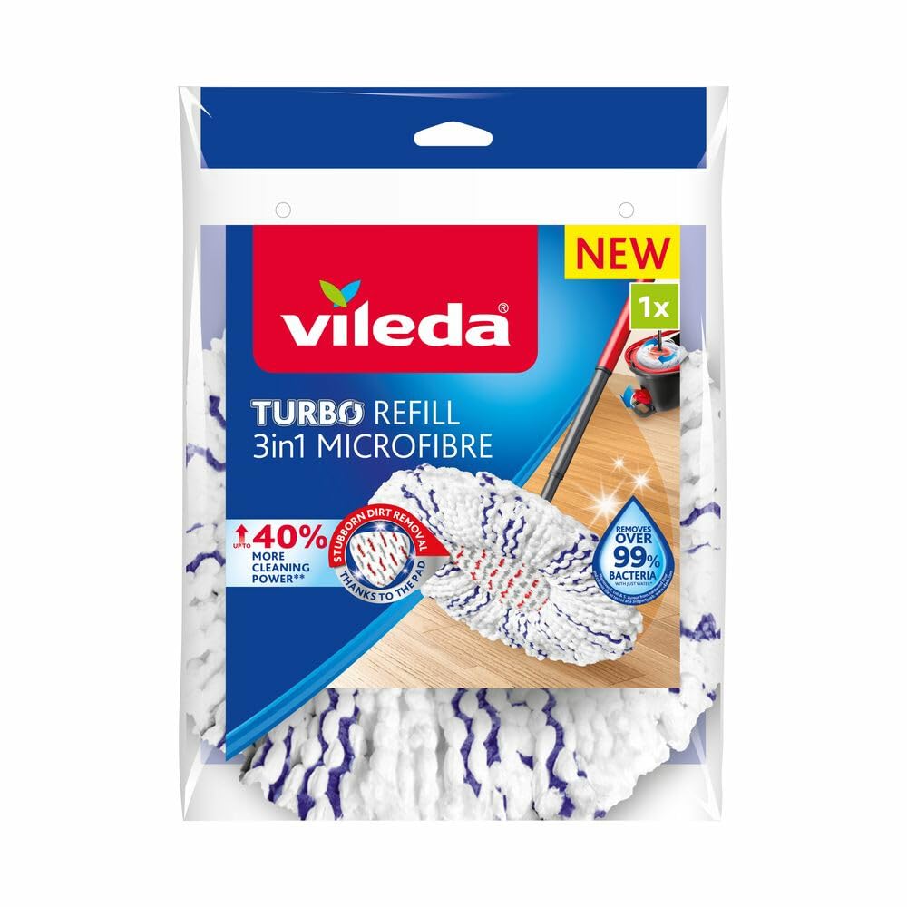 Vileda Turbo 2in1 Spin Mop & Bucket Set with Foot Pedal and Extra Refill