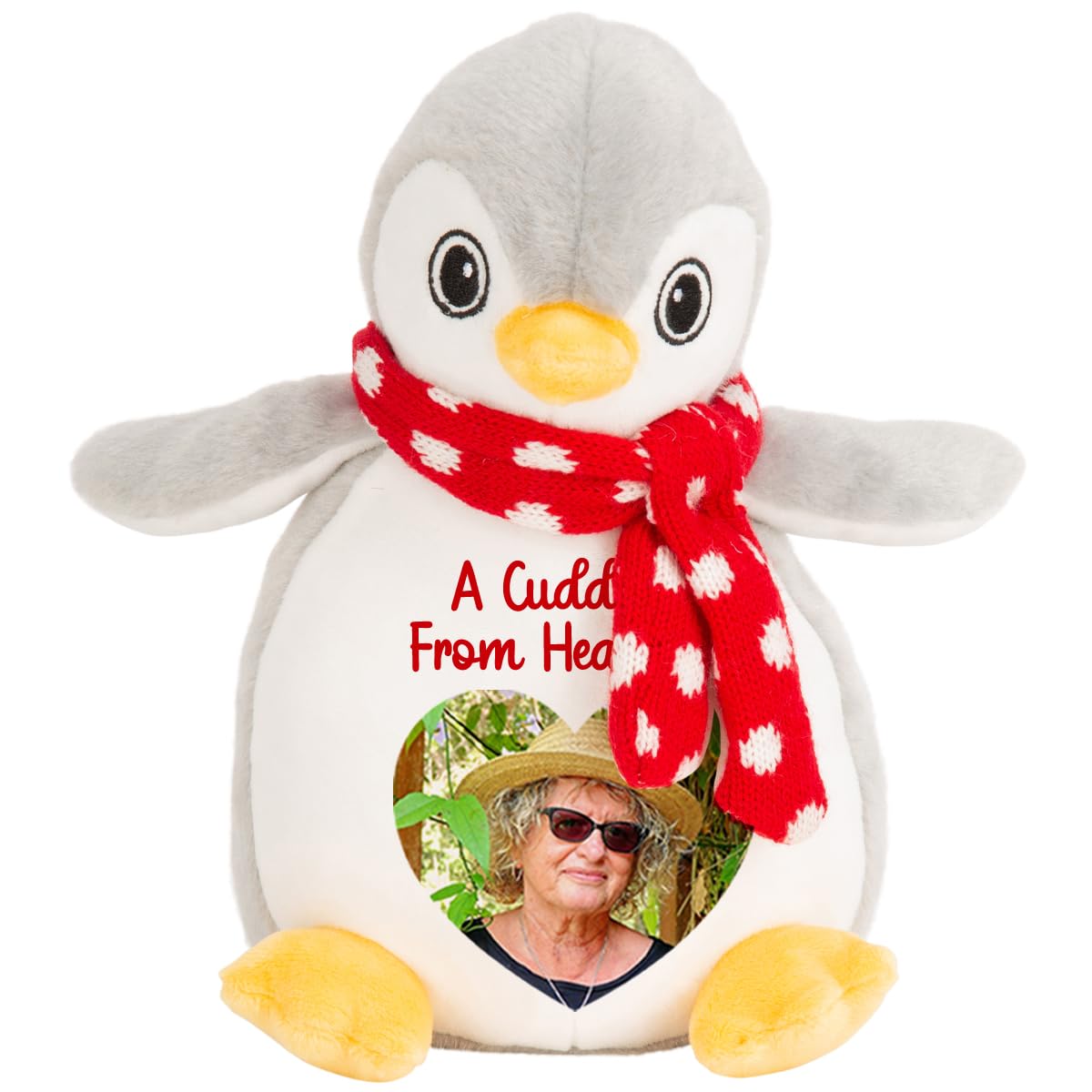 Personalised Memory Teddy Bear with Heart-Shaped Photo – “A Cuddle From Heaven” Keepsake Gift – 28 Bear Styles – Add Your Text & Choose Colour – Custom Memorial Bear (White Angel Teddy)