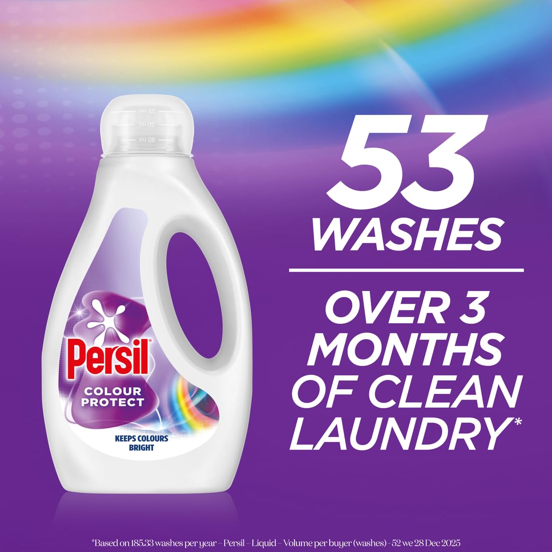 Persil Colour Laundry Washing Liquid Detergent keeps colours bright outstanding stain removal in quick & cold washes 53 washes (1.431 L)