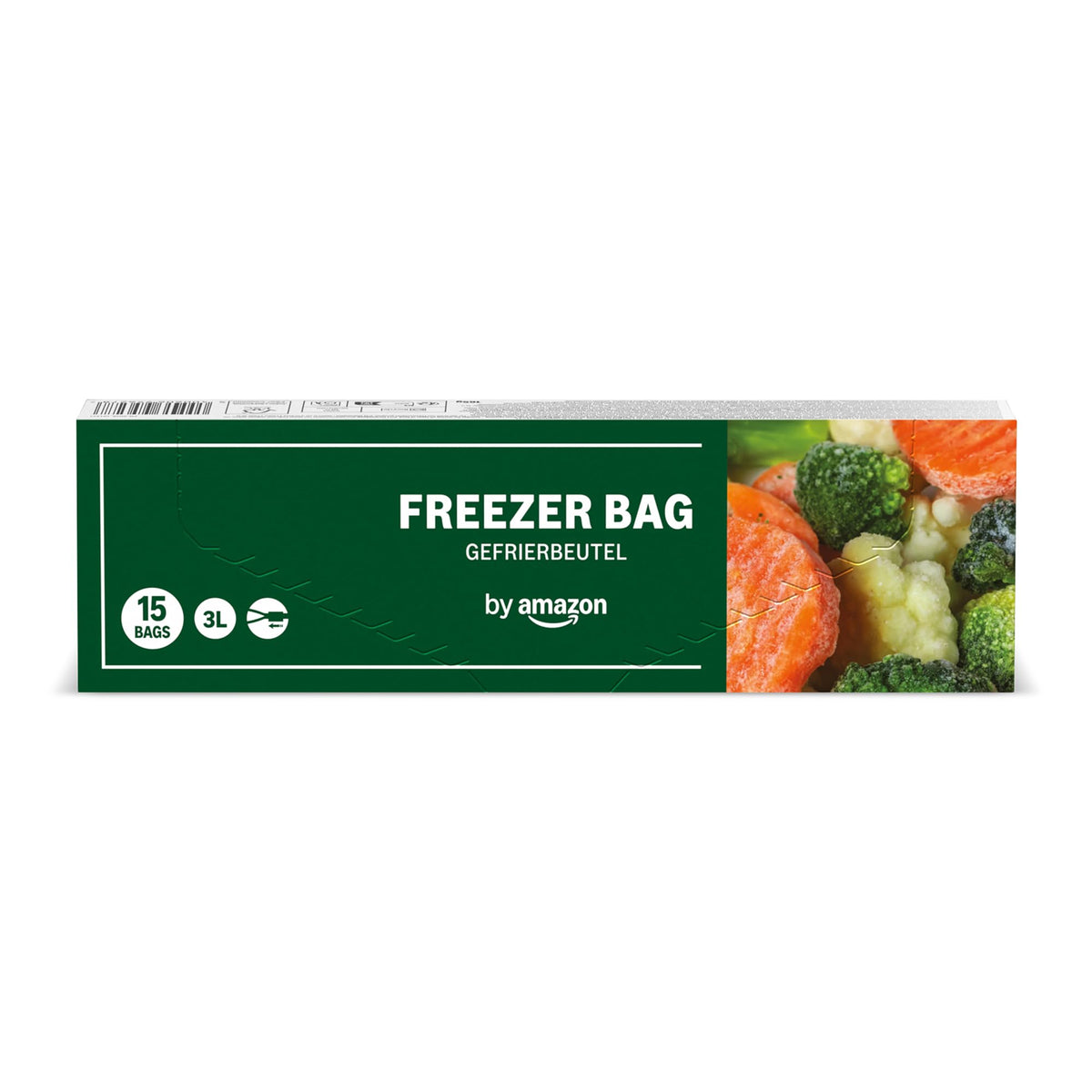by Amazon 1 Litre Freezer Bags with Glide Closure, Pack of 20