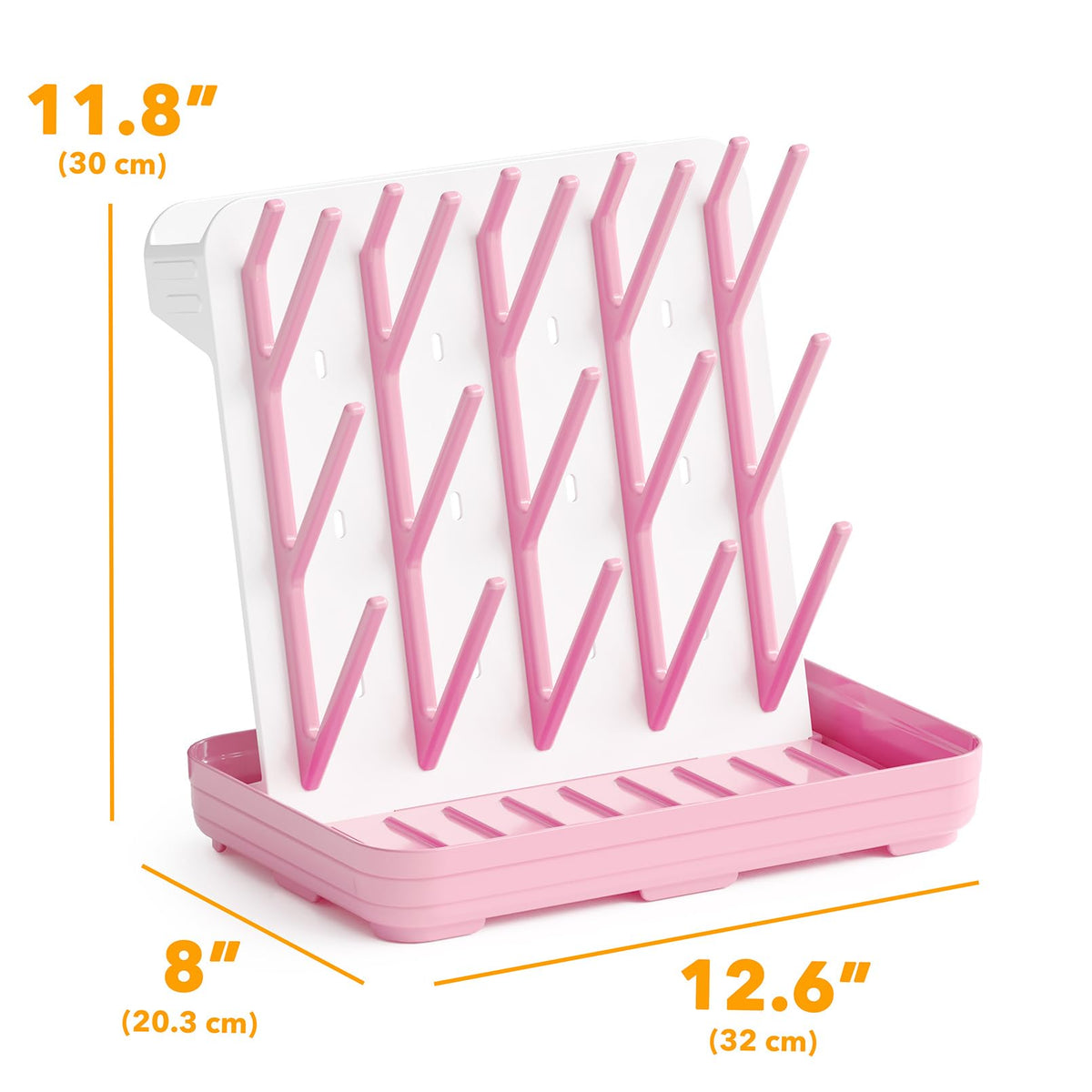 SpaceAid Baby Bottle Drying Rack with 20 Hooks, White and Gray