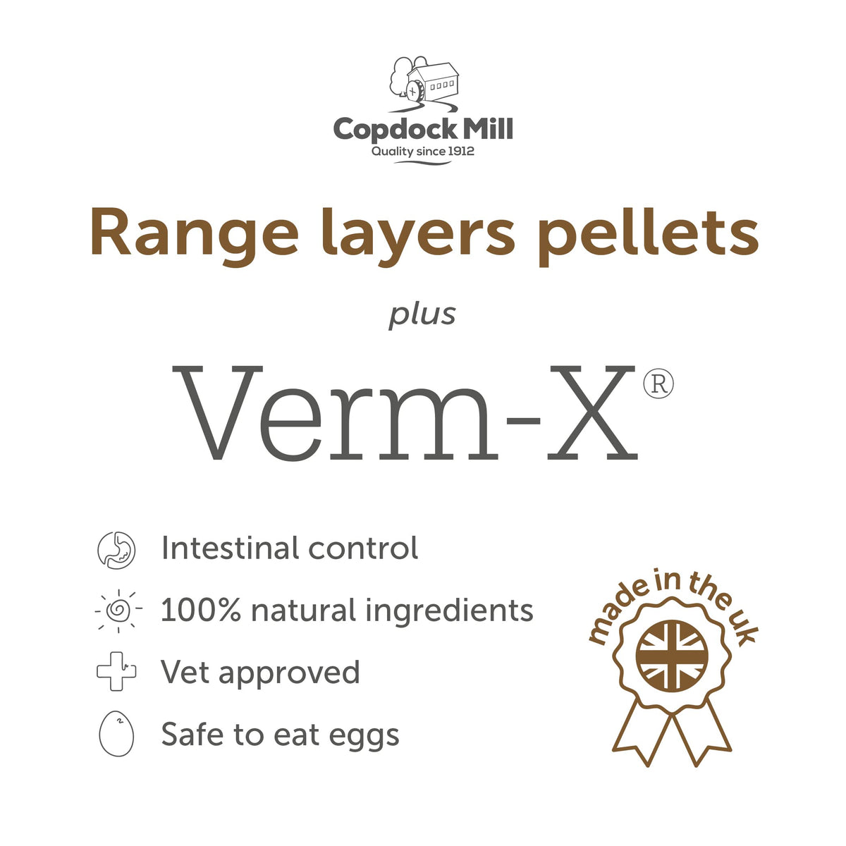 Copdock Mill Range Layers Pellets with Verm-X Chicken Feed 20kg