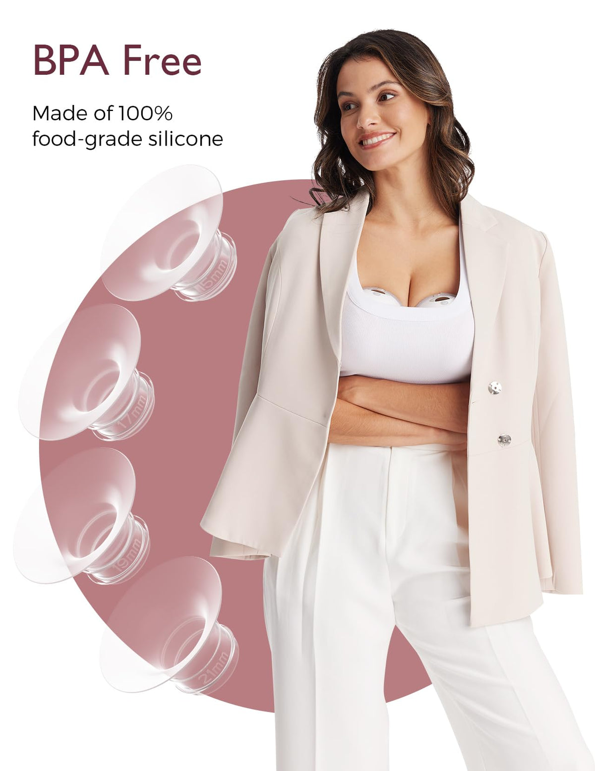 Momcozy Full Set Collector Cup Only Compatible with Momcozy M5 NOT for Others. Original M5 Breast Pump Replacement Accessories (160ml, with Double-Sealed Flange 24mm)