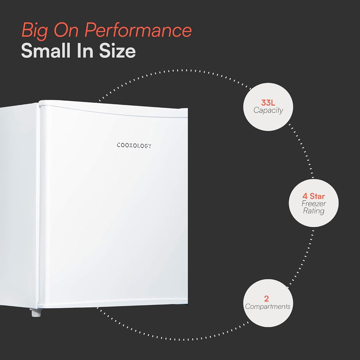 Cookology 31L Small Tabletop Mini Freezer - Adjustable Legs - White