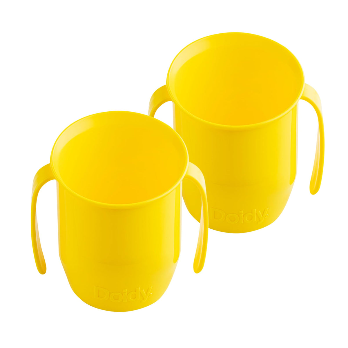Doidy Cup, Open Cup for Training Baby 6 Months-3 Years, 200ml, Slanted Weaning Cup with Handles for Learning to Drink, BPA Free, 2 Pack (Orange)