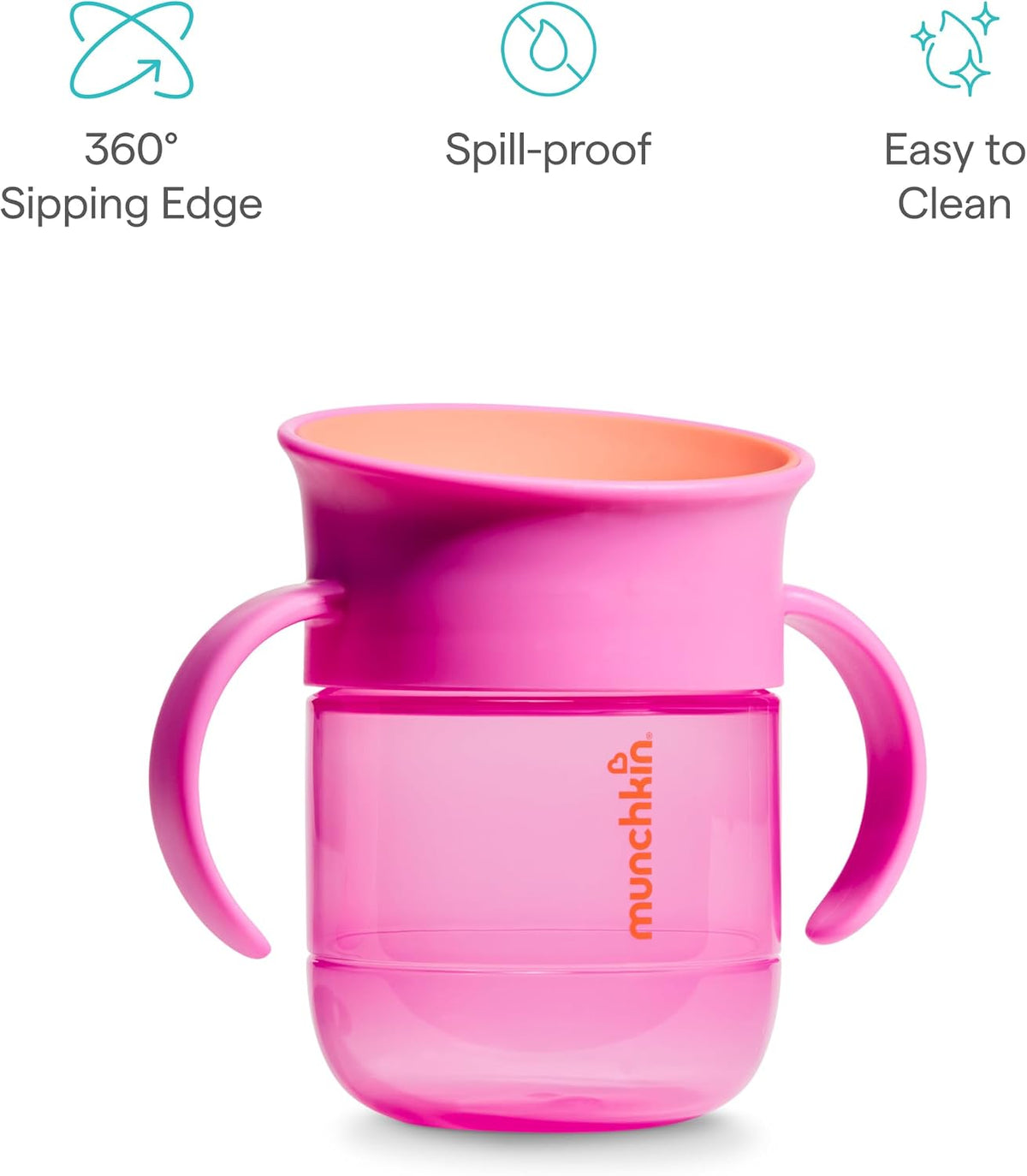 Munchkin Miracle 360 Baby Cup |2-Pack | 6m+ | 207ml | Purple/Coral