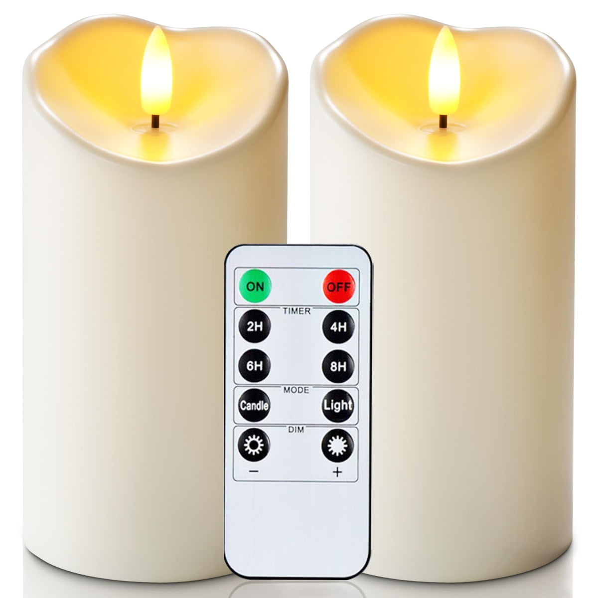 Homemory Outdoor Waterproof Flameless Candles, Dark Ivory, Set of 2, D 3"