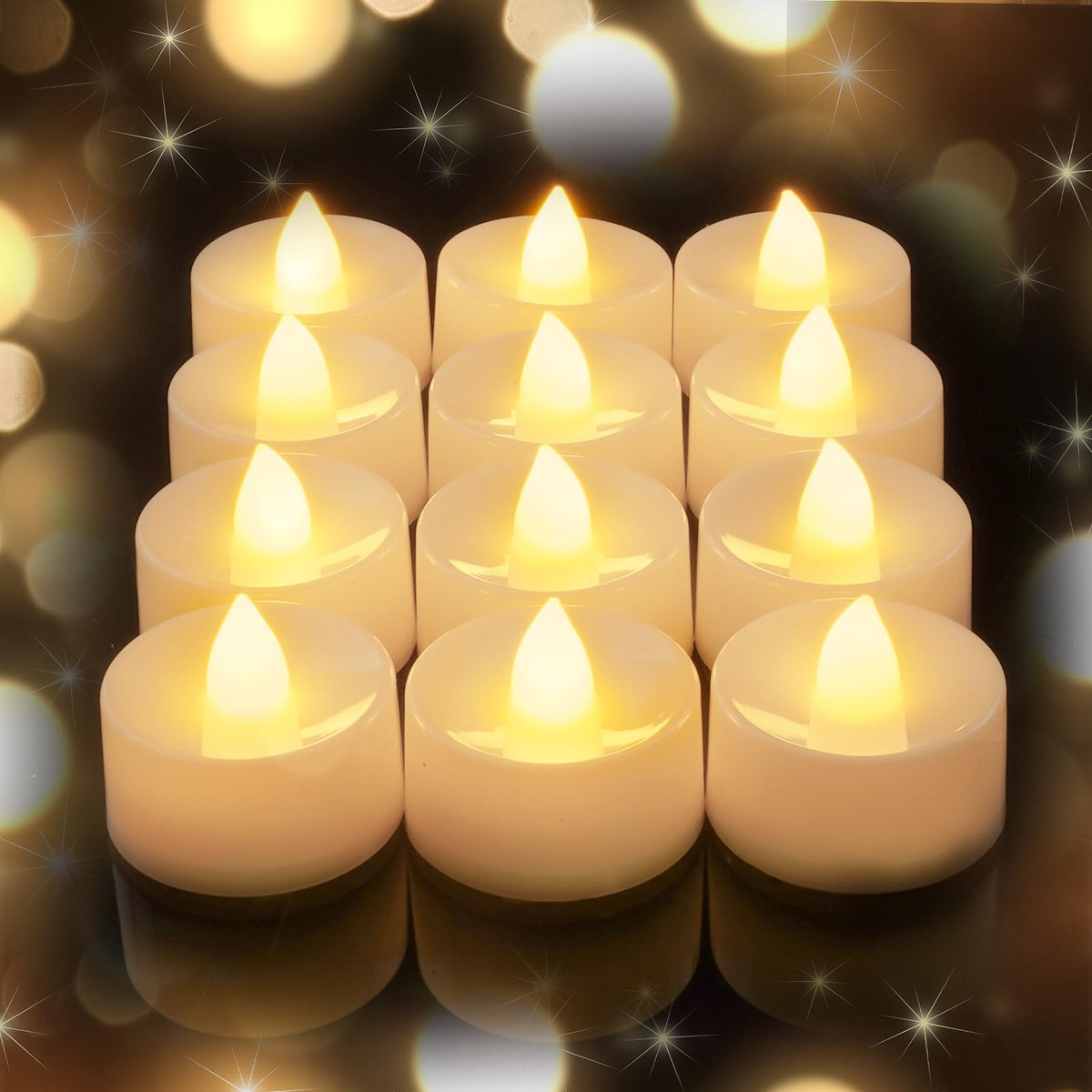 AMAGIC 100 Pack LED Flameless Candle Tea Lights Fake Electric Battery