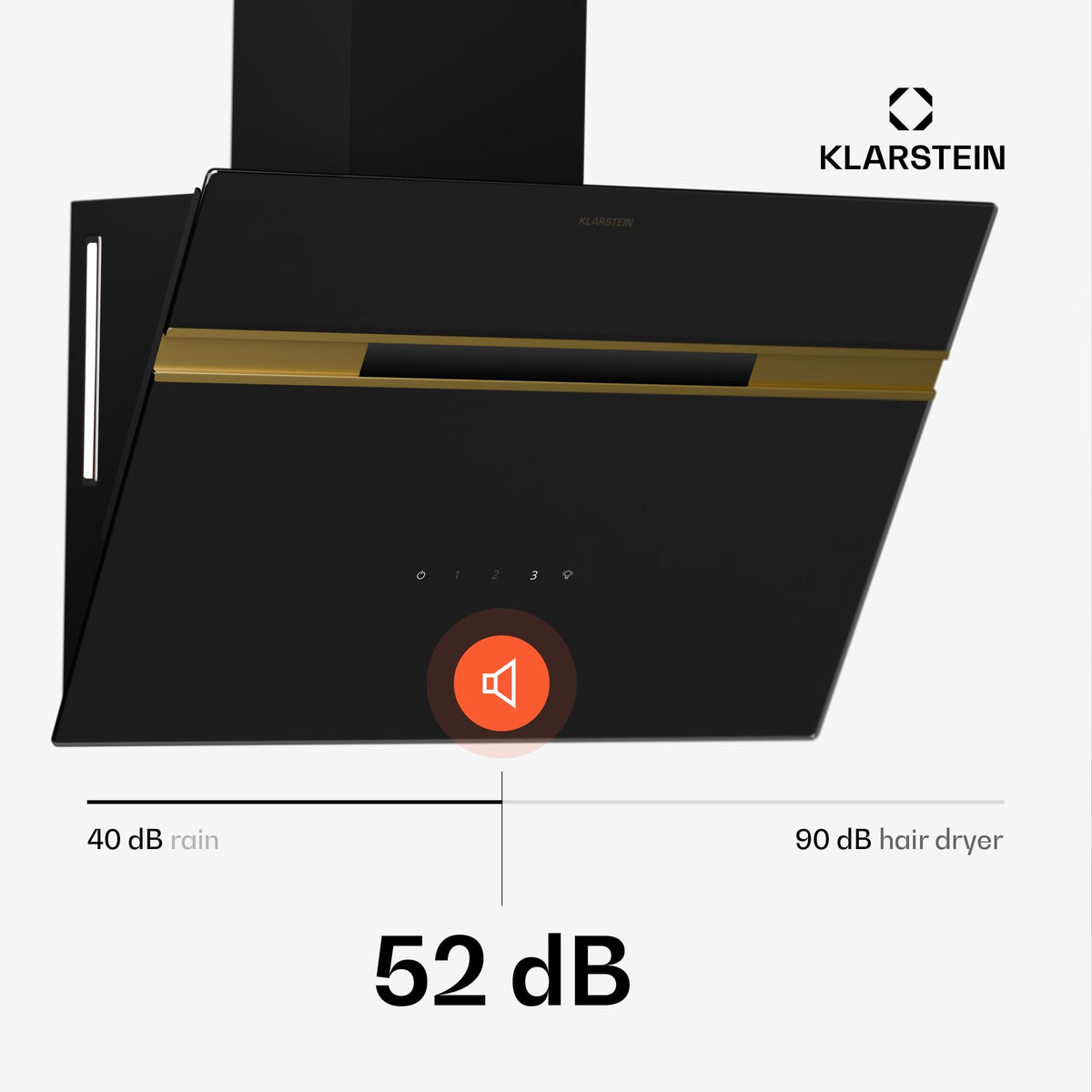 Klarstein Alina 90 Angled Cooker Hood - 615m³/h Air Flow, Touch Panel, LED Backlighting, Quiet 63dB, Energy Class A, 90cm Extractor Hood, Black
